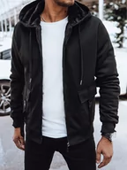 Bluzy męskie - Ocieplana bluza męska rozpinana czarna Dstreet BX5623-XXL - miniaturka - grafika 1