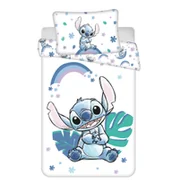 Pościel dla dzieci - Pościel 100x135 Lilo i Stitch tęczowe dziecko biała niebieska poszewka 40x60 - miniaturka - grafika 1