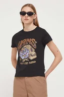 Koszulki sportowe damskie - Vans t-shirt bawełniany kolor czarny - miniaturka - grafika 1