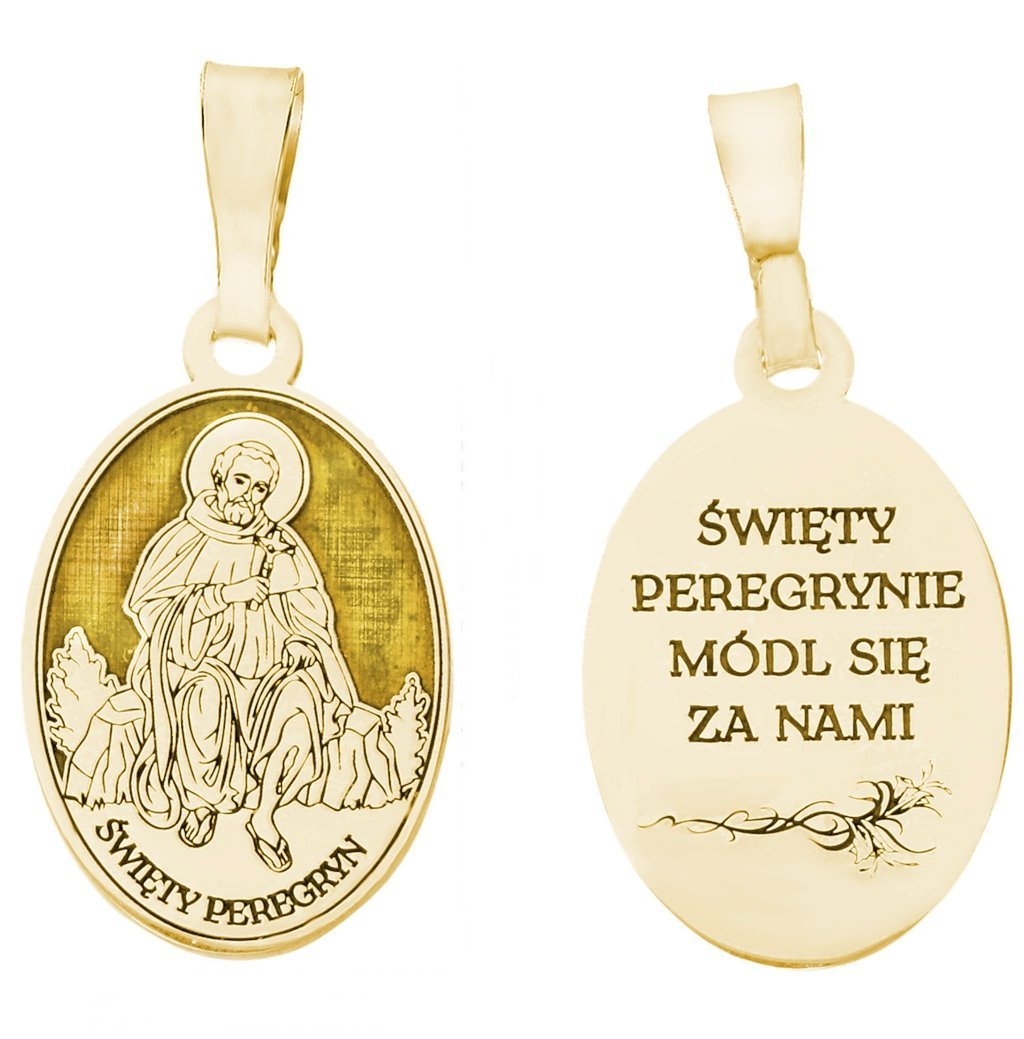 Medalik srebrny Ag 925 pozłacany Św. Peregryn MDC044G