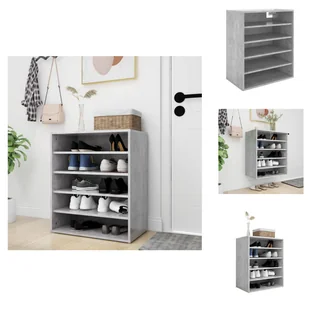 vidaXL Szafka na buty betonowa szara 60x35x70 cm materiał drewnopochodny - Półki i szafki na buty - Szafki na buty - miniaturka - grafika 1
