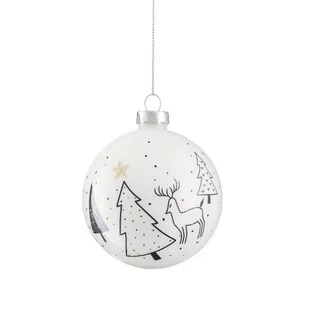 Bombka biała z choinkami 8 cm VILLA ITALIA - Bombki - miniaturka - grafika 1