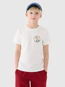 Koszulki dla chłopców - 4F T-shirt regular z nadrukiem chłopięcy - biały 146 (10-11 lat) - miniaturka - grafika 1