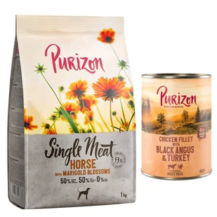 Purizon Single Meat 1 kg konina, bataty, kwiaty nagietka - Sucha karma dla psów - miniaturka - grafika 1
