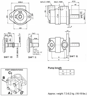 Pompa hydrauliczna łopatkowa B&C (objętość geometryczna: 26,55 cm³, maksymalna prędkość obrotowa: 3000 min-1 /obr/min) 01577114 - Pompy wodne - miniaturka - grafika 2