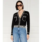 Swetry damskie - Karl Lagerfeld Kardigan | Regular Fit | z dodatkiem wełny - miniaturka - grafika 1