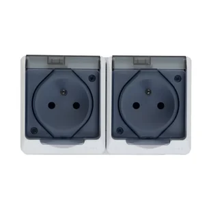 Elektro-Plast Gniazdo Natynkowe N. HERMES podw. bryzgoszczelne IP44 z klapką GN - Gniazdka elektryczne - miniaturka - grafika 2