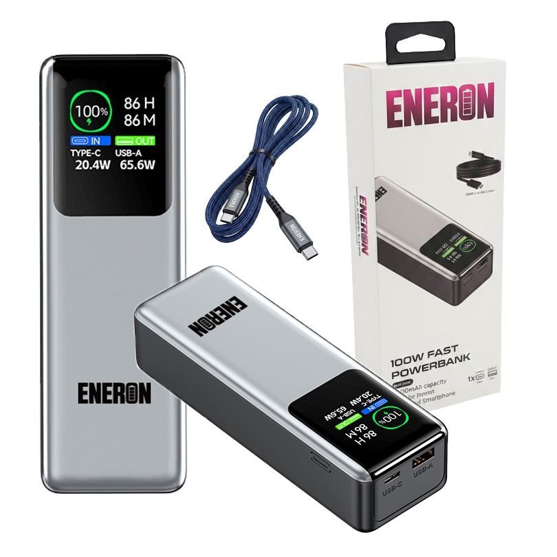 Powerbank Eneron 100W 73Wh 20000mAh TOWER MOCNY SZYBKIE ŁADOWANIE USB-C USB-A do LAPTOPA TELEFONU