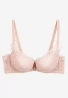 Biustonosze - Jasnoróżowy Biustonosz Typu Push-Up w Kwiatowy Wzór Rivatra - miniaturka - grafika 1