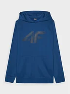 Bluzy sportowe męskie - Męska bluza dresowa nierozpinana z kapturem 4F 4FWMM00TSWSM1766 - niebieska - miniaturka - grafika 1