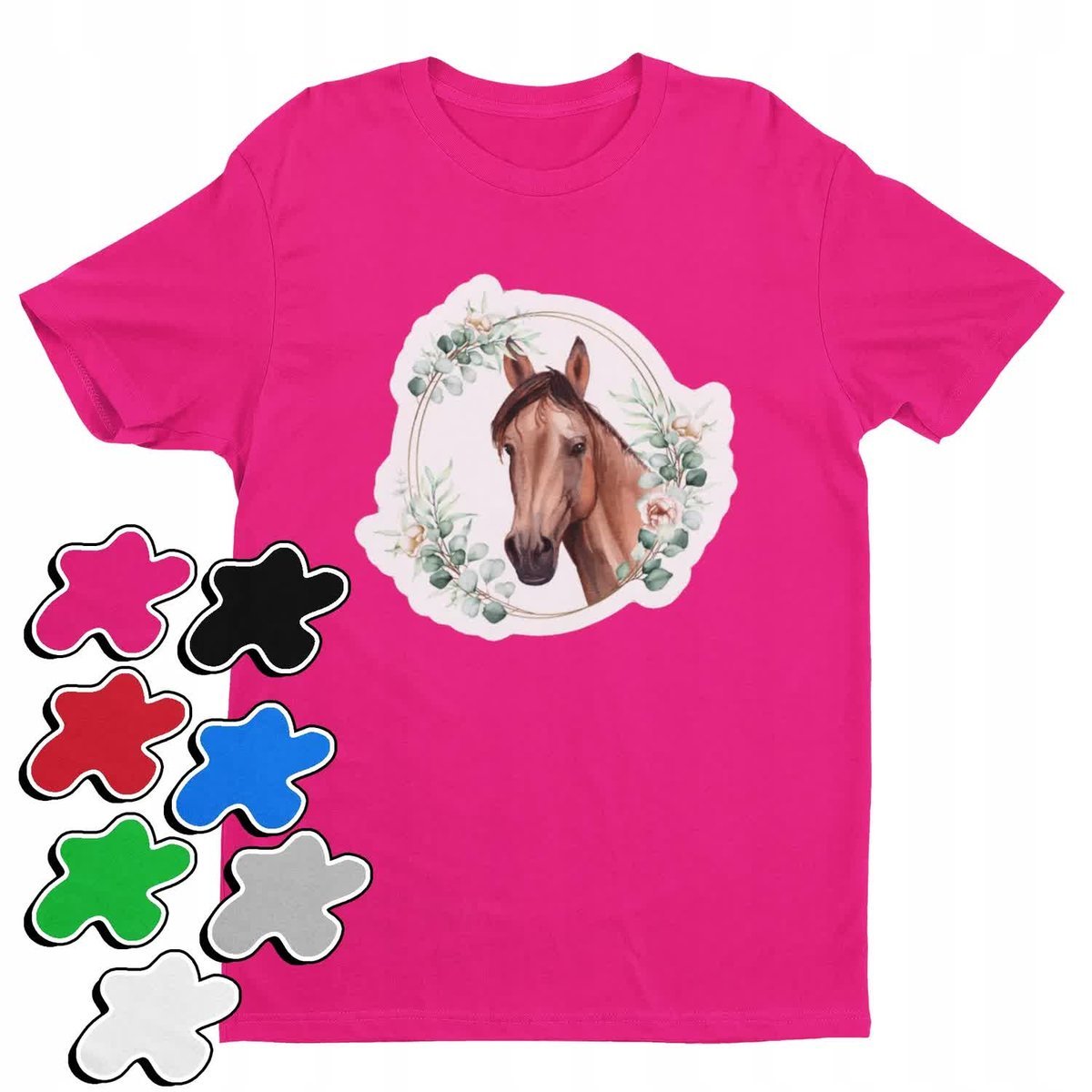 Koszulka T-Shirt Dziecięca Z Nadrukiem Koń Konie Dla Dziewczynki -L 146-152