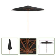Parasole ogrodowe - The Living Store Parasol ogrodowy na drewnianym słupku - 350 cm - antracytowy - Parasol - miniaturka - grafika 1