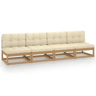 Sofy ogrodowe - VidaXL 4-osobowa sofa z poduszkami, lite drewno sosnowe 3076392 - miniaturka - grafika 1