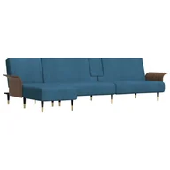 Narożniki - Sofa rozkładana L, niebieska, 279x140x70 cm, aksamit Lumarko! - miniaturka - grafika 1