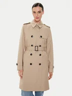 Płaszcze damskie - Tommy Hilfiger Trencz WW0WW42133 Beżowy Slim Fit - miniaturka - grafika 1