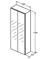 Szafki łazienkowe - Ideal Standard STRADA Szafka z lustrem 466x1184x221 kolor biały lakier K2685WG - miniaturka - grafika 1