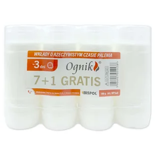 Wkłady do zniczy parafinowe Bispol WP3 72h 3 dni 7+1 sztuk - Lampiony i znicze - miniaturka - grafika 1