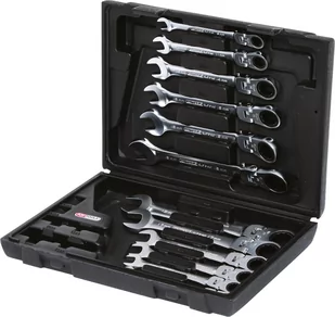 KS Tools KS-Tools 503.4865 Gear Plus Czarny z grzechotką zestaw kluczy pierścieniowych szczękowych, z blokadą, 12-częściowy, 8  19 MM 503.4865 - Klucze i nasadki - miniaturka - grafika 1