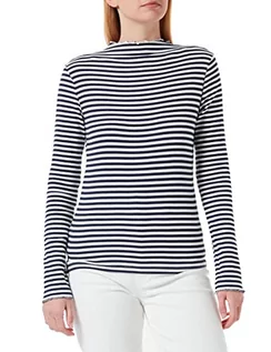 Koszulki i topy damskie - VERO MODA Damska koszulka z długim rękawem Vmvio L/S z wysokim dekoltem w paski, Snow White/Stripes:navy Blazer, S - grafika 1