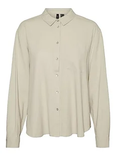 VERO MODA Damska koszulka Vmjesmilo Ls WVN Ga Noos bluzka, Silver Lining, M - Bluzki damskie - miniaturka - grafika 1