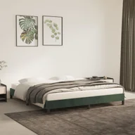 Łóżka - vidaXL vidaXL Rama łóżka, ciemnozielona, 160x200 cm, tapicerowana aksamitem - miniaturka - grafika 1