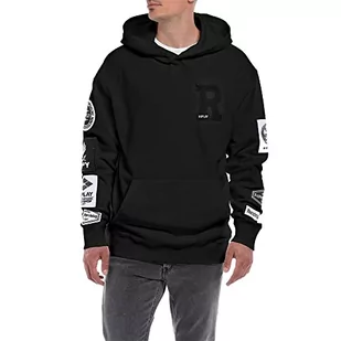 Replay Męska bluza z kapturem, 098 BLACK, S - Bluzy męskie - miniaturka - grafika 1