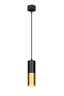 Lampy sufitowe - Candellux Lighting czarno-złota lampa wisząca tubka 31-77677 TUBA sufitowa do kuchni zwis nad blat walec 31-77677 - miniaturka - grafika 1
