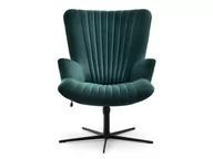 Fotele - Komfortowy Fotel Obracany Z Weluru Esla Zielony Z Czarną Nogą - miniaturka - grafika 1