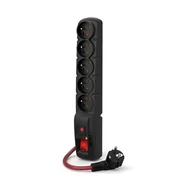 Listwy zasilające - Acar Listwa zasilająca F5 przeciwprzepięciowa POWER 5 gniazd 5 m czarna W2291 W2291 - miniaturka - grafika 1