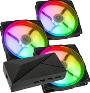 Wentylatory komputerowe - Wentylator Noiseblocker NB-eLoop X B12-P ARGB Czarny 3-pack + Hub SilverStone CPL02-E LUBU-048 - miniaturka - grafika 1