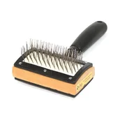 Szczotki i furminatory - Szczotka dwustronna w plastikowej oprawie, igły bez kulek, rączka czarna Dingo - miniaturka - grafika 1