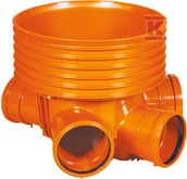 Odwodnienia, kanały i akcesoria - Kaczmarek Kineta PP 425x200, typ2 zbiorcza, dla rury wznoszącej korugowanej DN/ID 425mm oraz rury wlotowej gładkiej 200mm, z uszczelką, kolor pomarańczowy - miniaturka - grafika 1