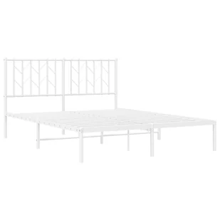 Metalowa rama łóżka z wezgłowiem, biała, 140x190 cm Lumarko! - Łóżka - miniaturka - grafika 5