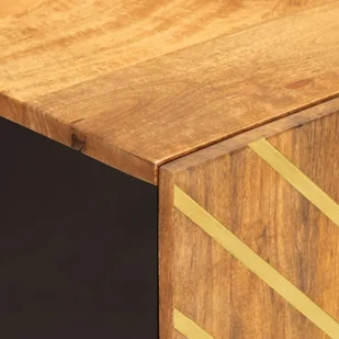 Szafka łazienkowa, brązowo-czarna, 38x33,5x58 cm, drewno mango  Lumarko! - Toaletki - miniaturka - grafika 9