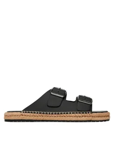 Tommy Hilfiger Espadryle Flex Jutte Hilfiger Lth Sandal FM0FM05646 Czarny - Espadryle męskie - miniaturka - grafika 1