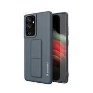 Etui i futerały do telefonów - Wozinsky Kickstand Case elastyczne silikonowe etui z podstawką Samsung Galaxy S21 Ultra 5G granatowy - miniaturka - grafika 1