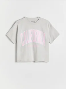 Reserved - Krótki t-shirt z nadrukiem - jasnoszary - Koszulki dla dziewczynek - miniaturka - grafika 1