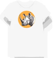 Koszulki i topy damskie - Koszulka damska biała z nadrukiem szarego rogu nosorożca XXL - miniaturka - grafika 1