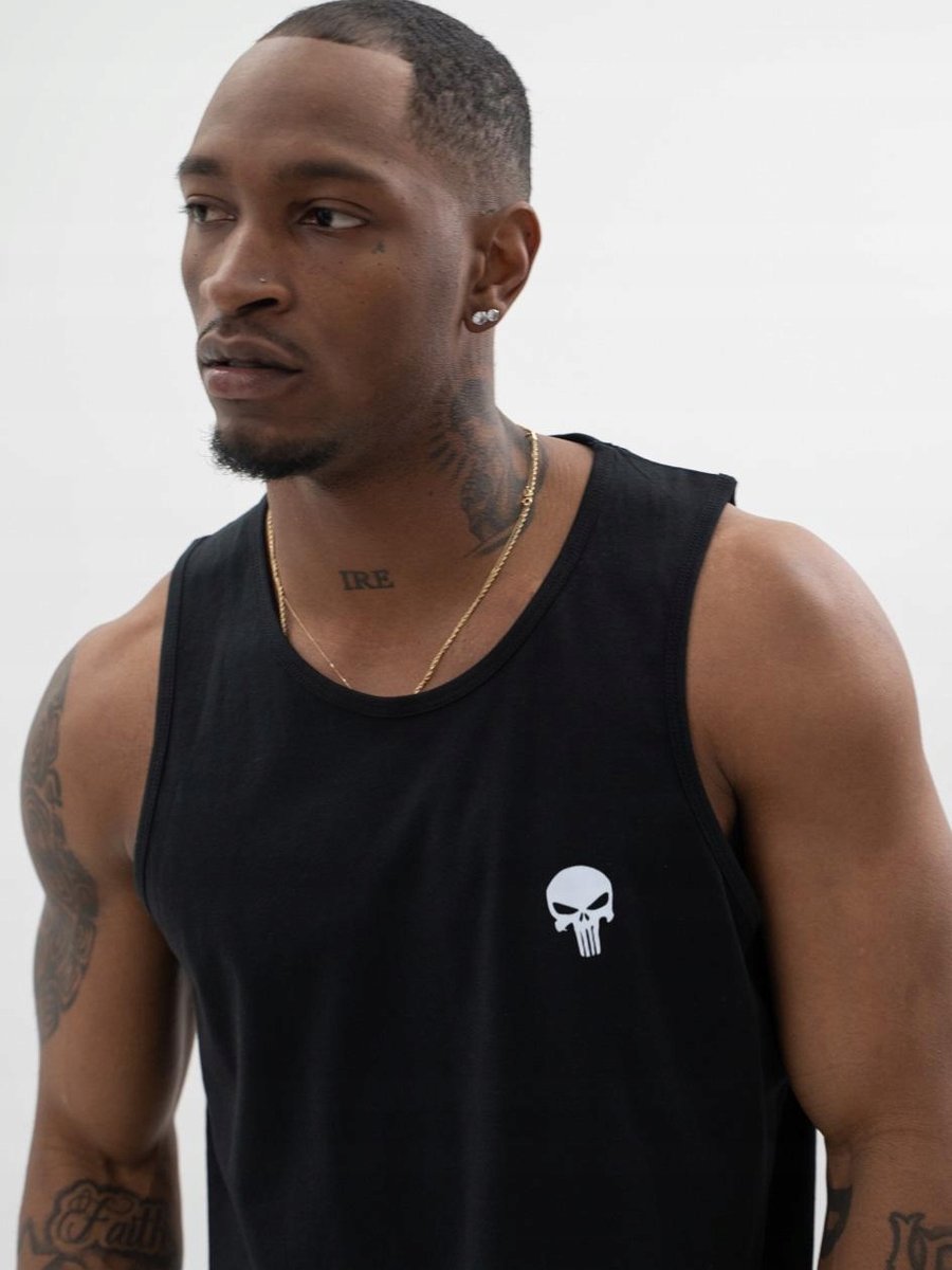 TANK TOP Męski BAWEŁNIANY Czarny Koszulka Bezrękawnik Marvel PUNISHER L