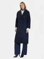 Płaszcze damskie - ViCOLO Płaszcz wełniany TF0001 Granatowy Regular Fit - miniaturka - grafika 1