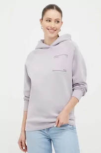 Calvin Klein bluza damska kolor fioletowy z kapturem z nadrukiem - Bluzy damskie - miniaturka - grafika 1