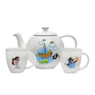 Kubki dla dzieci - Thun Zestaw porcelanowy czajniczek i 2 kubki Moleand Ship - miniaturka - grafika 1