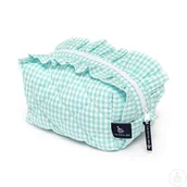 Kosmetyczki, organizery i kuferki - The Royal Bee, Kosmetyczka LILI z falbanką - Turkusowa - miniaturka - grafika 1