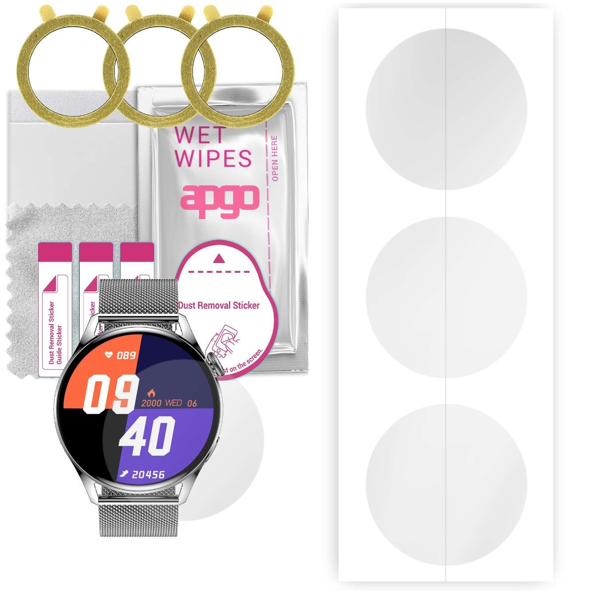 3x Folia hydrożelowa do Watchmark Fashionwatch Wear 3 - apgo Smartwatch Hydrogel Protection Ochrona na ekran smartwatcha