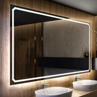 Lustra - Lustro z podświetleniem LED Łazienka (110x60cm) Jasne lustro LED z chłodnym białym oświetleniem - miniaturka - grafika 1