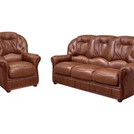 Komplety wypoczynkowe - Komplet wypoczynkowy 3+1 ze skóry bawolej 100% DAPHNE - Kolor: brązowy - miniaturka - grafika 1