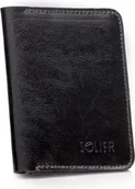 Portfele - Solier Cienki skórzany męski portfel z bilonówką SOLIER SLIM CIEMNY BRĄZ - miniaturka - grafika 1