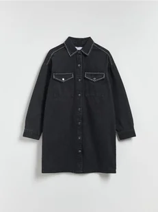 Reserved - Jeansowa sukienka - czarny - Sukienki - miniaturka - grafika 1