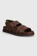 Sandały męskie - Tommy Hilfiger sandały skórzane ELEVATED TH BUCKLE LTH SANDAL męskie kolor brązowy FM0FM05007 - miniaturka - grafika 1