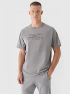 Koszulki sportowe męskie - Męski t-shirt z nadrukiem 4F x Robert Lewandowski RL9SAW24TTSHM2189 - szary - miniaturka - grafika 1